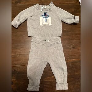 Janie and Jack Gray Knit R2-D2 Sweater Set